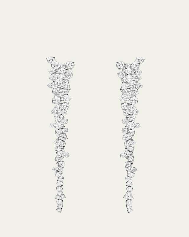 18K White Gold Confetti Diamond Drop Earrings